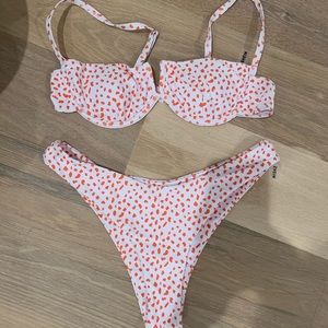 BRAND NEW orange & white polka dot bikini!